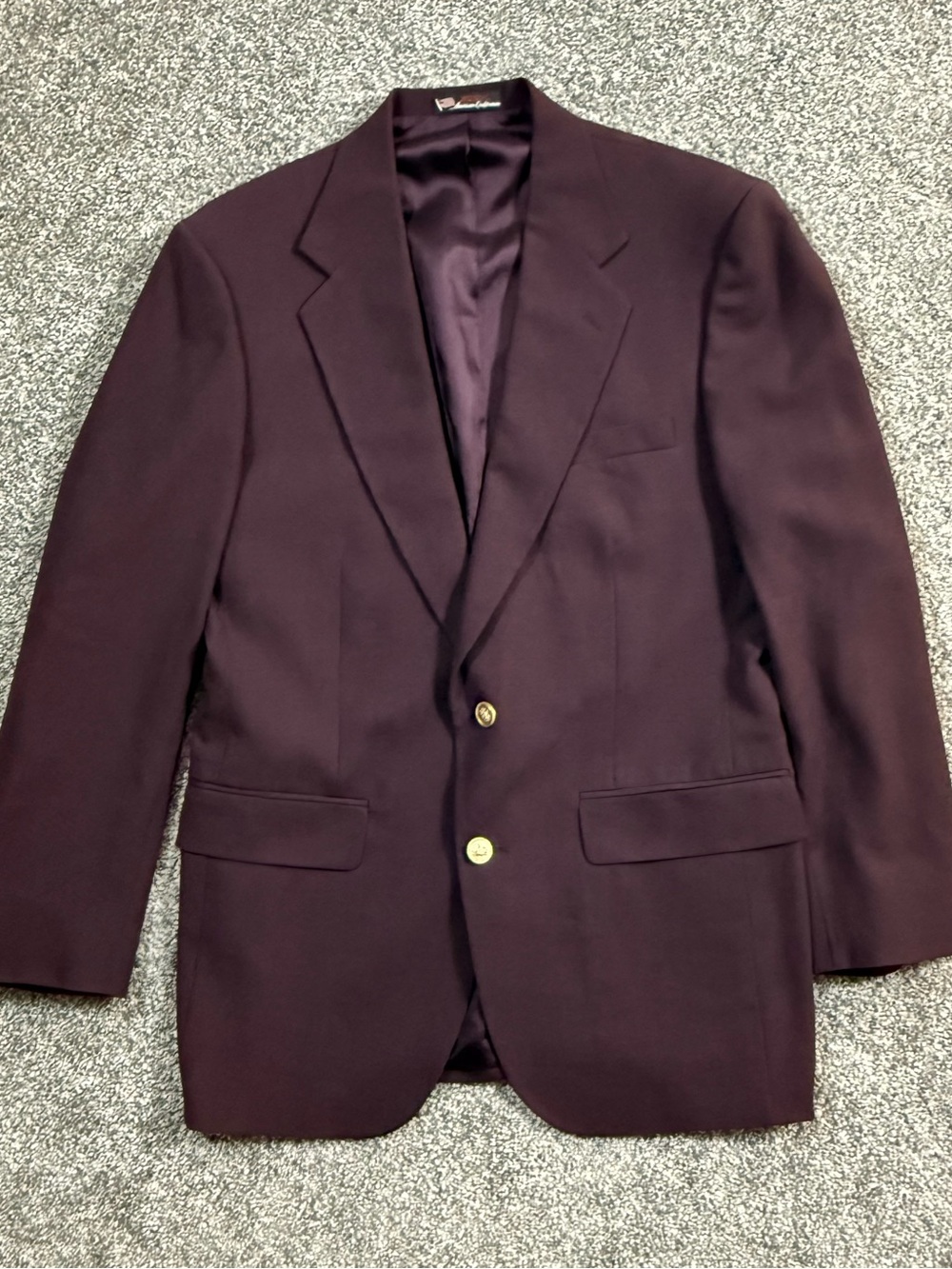 Vintage Stafford Eggplant Wool Blazer Gold Button USA Made 38R